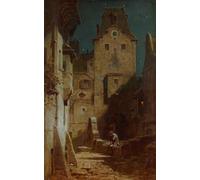 YIMACBJXX Pinturas Famosas Cuadro en Lienzo Artistica Imagen Lienzo il Guardiano della Notte Assonnata di Carl Spitzweg para Decoración de Paredes 60x90cm
