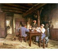YIMACBJXX Pinturas Famosas Cuadro en Lienzo Artistica Imagen Lienzo Pranzo di mezzogiorno di Leon Augustin Lhermitte para Decoración de Paredes 60x90cm