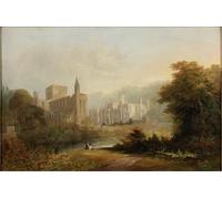 YIMACBJXX Pinturas Famosas Impresiones de Lienzo Pintura Poster Brinkburn Grange e le rovine del priorato di Brinkburn di Johncarmichael para la Decoración del Hogar de la Oficina 60x90cm