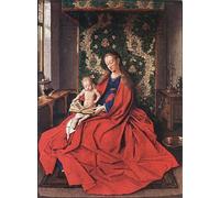 YIMACBJXX Pinturas Famosas Impresiones de Lienzo Pintura Poster Dama col Bambino che legge di Jan Van Eyck para la Decoración del Hogar de la Oficina 60x90cm