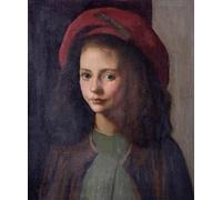 YIMACBJXX Pinturas Famosas Impresiones de Lienzo Pintura Poster Il Cappello Rosso Un Bambino Italiano Sir George Clausen para la Decoración del Hogar de la Oficina 60x90cm