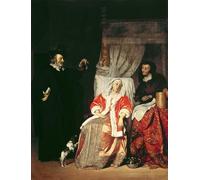 YIMACBJXX Pinturas Famosas Impresiones de Lienzo Pintura Poster il Paziente e il Dottore di Gabriel Metsu para la Decoración del Hogar de la Oficina 60x90cm