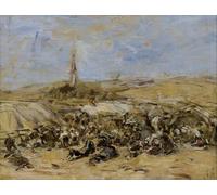 YIMACBJXX Pinturas Famosas Impresiones de Lienzo Pintura Poster Il perdono di Sant'Anna di Eugene Louis Boudin para la Decoración del Hogar de la Oficina 60x90cm