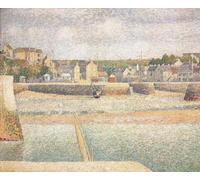 YIMACBJXX Pinturas Famosas Impresiones de Lienzo Pintura Poster il porto esterno di Porten-bessin con la bassa marea di Georges Seurat para la Decoración del Hogar de la Oficina 60x90cm