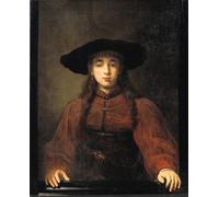 YIMACBJXX Pinturas Famosas Impresiones de Lienzo Pintura Poster una giovane donna che appoggia le mani sul di Rembrandt Van Rijn para la Decoración del Hogar de la Oficina 60x90cm