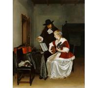 YIMACBJXX Pinturas Famosas Lienzo Imagen Art Painting Art Cuadro la lezione di musica di Gerard Ter Borch para Decoraciones del Hogar 60x90cm