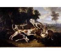 YIMACBJXX Pinturas Famosas Lienzo Imagen Art Painting Art Cuadro L'hallali Du Cani da caccia al cervo che terminano un dipinto di cervo di Jean Baptiste Oudry para Decoraciones del Hogar 60x90cm