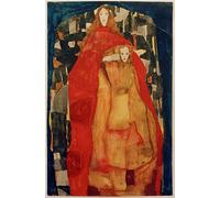 YIMACBJXX Pinturas Famosas Lienzo Imagen Art Painting Art Cuadro Madre con bambino in cappotto rosso di Egon Schiele para Decoraciones del Hogar 60x90cm