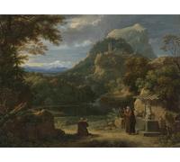 YIMACBJXX Pinturas Famosas Lienzo Imagen Art Painting Art Cuadro Sant'Antonio da Padova presenta due novizi ai frati in un paesaggio montuoso di Fabre para Decoraciones del Hogar 60x90cm