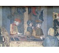 YIMACBJXX Pinturas Famosas Lienzos Fotos Póster de Lienzo Dettaglio di un mercante e artigiani nella bottega del calzolaio di Ambrogio Lorenzetti para la Decoración del Hogar del Dormitorio 60x90cm