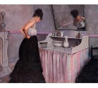 YIMACBJXX Pinturas Famosas Lienzos Fotos Póster de Lienzo Donna alla toeletta Gustave Caillebotte para la Decoración del Hogar del Dormitorio 60x90cm