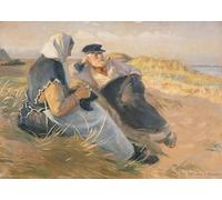 YIMACBJXX Pinturas Famosas Lienzos Fotos Póster de Lienzo Il pescatore Anders Velle e sua moglie Ane sulla spiaggia di Michael Peter para la Decoración del Hogar del Dormitorio 60x90cm