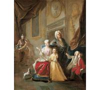 YIMACBJXX Pinturas Famosas Lienzos Fotos Póster de Lienzo Ritratto di una famiglia in un interno di Jean François De Troy para la Decoración del Hogar del Dormitorio 60x90cm