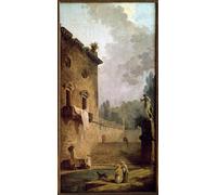 YIMACBJXX Pinturas Famosas Lienzos Fotos Póster de Lienzo Rovine di un portico con bagno Dipinto di Hubert Robert para la Decoración del Hogar del Dormitorio 60x90cm