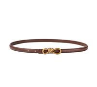 YIMAISZQ cinturón Fino Mujer Retro Oro Diseñador Mujeres Moda Nudo Hebilla Cintura Cummerbund para Vestido Vaqueros-café-100 Cm