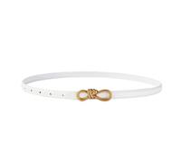 YIMAISZQ cinturón Fino Mujer Retro Oro Diseñador Mujeres Moda Nudo Hebilla Cintura Cummerbund para Vestido Vaqueros-blanco-100 Cm