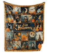YIMAISZQ Manta Cómoda De Calabaza con Temas Halloween Retro Y Franela Estampada Murciélago Suaves Cálidos Mantas Regalo Ideales Multifuncionales-2-70x100cm