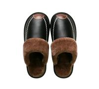 YIMAISZQ Pantuflas Hombres Zapatillas De Invierno La Habitación Algodón Impermeable Grueso Más Aterciopel-marrón Negro-49