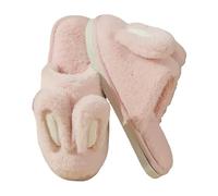 YIMAISZQ Pantuflas Mujeres Zapatillas De Algodón Invierno Lindo Conejo Cómodo Antideslizante Casa Piso Interior Caliente Dibujos Animados Mujer-rosa-42-43