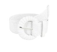 YIMAIWLX cinturon mujer Retro Cinturón De Abrochado De Aguja De Verano Para Mujeres Moda Cinturón Ancho Tejido Para Mujeres De Cinturón Elástico Niñas-blanco-100 Cm