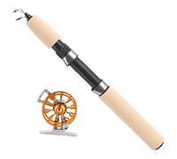 yiMANtrading Caña de Pescar telescópica de 26 Pulgadas con Juego de Carrete, caña de Hielo portátil, Combo de Aparejos Compacto y Ligero con empuñadura de EVA y guía de cerámica para la Pesca a (Oro)