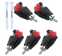 YIMATEECO Adaptador de Cable RCA a Altavoz Cable Audio Prensa Conecto,Subgraves RCA Macho a AV 2 pines convertidor de Balun para Sistema de audio y vídeo, Cámara de Seguridad CCTV(5 Piezas)