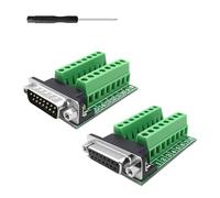 YIMATEECO Adaptador de Terminal de Tornillo DB15, Conector D-Sub a Placa de Conexión de Terminal de Cable Sin Soldadura de 15 Pines con Almohadilla Aislante (DB15, 1 Macho + 1 Hembra, 2 Uds)