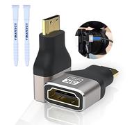 YIMATEECO Adaptador Mini HDMI 8K Conector Mini H-DMI Macho a H-DMI Hembra,de 48Gbps Extensor HDMI Soporte de H-DMI 2.1 Compatible con HDTV, Cámara Digital Proyectores y Consolas(2 Paquete)