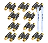 YIMATEECO Adaptador RCA Video Cinch 2 Cinch Hembra a Hembra, Cable RCA Audio a Jack Acoplador, Chapado en Oro Conectores para Cable Subwoofer Activo, Amplificador, TV Cable Convert(Negro, 10 Piezas)