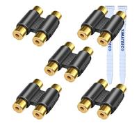 YIMATEECO Adaptador RCA Video Cinch 2 R-CA Hembra a Hembra, Cable RCA Audio a Jack Acoplador, Chapado en Oro Conectores para Cable Subwoofer Activo, Amplificador, TV Cables Convert(Negro, 5 Piezas)