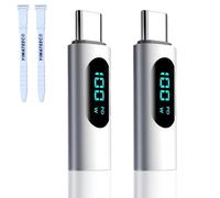 YIMATEECO Adaptador USB C a USB C Pantalla LED, 100 W Type-C Macho a Type-C Hembra, Adaptador de PD de Carga rápida y Transferencia de Datos OTG para iPhone 15, Otros Cables(2Pcs, Plata)