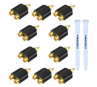 YIMATEECO Adaptateur Cinch Audio 1 RCA Macho a 2 Hembra, Chapado en Oro Cinch Y Adaptador, Cinch Jack Splitter para Cable Subwoofer Activo, Amplificador, TV Cable Convert (Y-Adaptador, Negro,10Piezas)