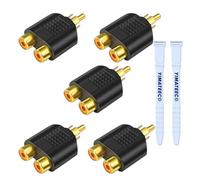 YIMATEECO Adaptateur RCA Audio Cinch 1 R-CA Macho a Hembra, Chapado en Oro RCA Y Adaptador, R-CA Jack Splitter para Cable Subwoofer Activo, Amplificador, TV Cable Convert (Negro, 5 Piezas)