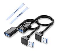 YIMATEECO Alargador USB 3.0 Cable Macho Hembra, 90 Grados Extension Cable USB Hacia Abajo de Alta Velocidad Datos USB-Cable para Impresora,Unidad Flash U-SB (30cm, 2 Unidades, Negro)
