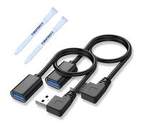 YIMATEECO Alargador USB 3.0 Extension Cable Macho Hembra, 90 Grados Ángulo recto de Datos USB Cable para Disco Duro, Unidad Flash USB (30cm, 2 Unidades, Negro)