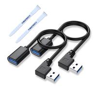 YIMATEECO Alargador USB 3.0 Extension Cable U-SB Macho Hembra, 90 Grados ángulo izquierdo de Datos USB Cable para Disco Duro, Unidad Flash U-SB (30cm, 2 Unidades, Negro)