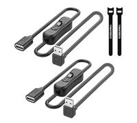 YIMATEECO Cable alargador USB 2.0 macho a hembra con interruptor, compatible con transferencia de datos y carga (2 unidades, 30 cm)
