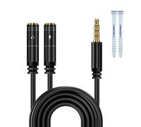 YIMATEECO Cable Audio Jack 3.5mm Doble Jack, 1 Piezas Adaptador J-ACK Cable Auriculares TPE para Gaming Headset, PS4, PC o Laptop (1Machoa a 2Hembra, 100cm, Negro)