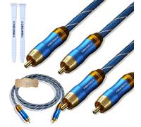 YIMATEECO Cable Coaxial Audio Digital Cable Subwoofer, 2 pcs Rca Cable Audio rca a rca 24 k Chapado en Oro para Subwoofer Activo, Amplificador, Cine en Casa(azul, Cinch a RCA, 1m)