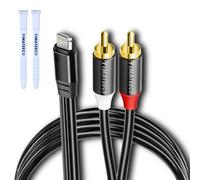 YIMATEECO Cable de Audio Lightning a RCA, Lightning a 2 RCA macho, Cable Rca Audio Divisor en Y para teléfono 15/15 Plus, tablet, Galaxy S24/S23/S22 (1pcs, 1m, negro)