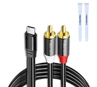 YIMATEECO Cable de Audio USB C a RCA, USB tipo C a 2 RCA macho, Cable Rca Audio Divisor en Y para teléfono 15/15 Plus, tablet, Galaxy S24/S23/S22 (1pcs, 1m, negro)