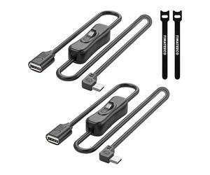 YIMATEECO Cable de extensión USB para interruptor, cable de extensión USB en ángulo recto con interruptor de encendido y apagado para teléfono móvil, computadora, cable de extensión USB 2.0 macho a