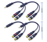 YIMATEECO Cable RCA Audio 3,5mm Rca jack Adaptador 1 Macho 2 Hembra,15cm Cinch 1 Macho a 2 Hembra Cable Rca Y jack para cable Subwoofer Activo, Cable Auxiliar Coche, Audio Altavoces (4Piezas, Azul)