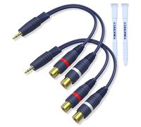 YIMATEECO Cable RCA Audio 3,5mm Rca jack Adaptador 1 Macho 2 Hembra,15cm Cinch 1 Macho a 2 Hembra Cable Rca Y jack para cable Subwoofer Activo, Cable Auxiliar Coche, Audio Altavoces (2Piezas, Azul)