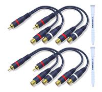 YIMATEECO Cable RCA Audio Cinch Y 15cm Adaptador Rca 1 Macho 2 Hembra,Cinch 1 Macho a 2 Hembra RCA Cables para cable Subwoofer Activo, Cable Auxiliar Coche, Audio Altavoces (Y Cable, 4Piezas, Azul)