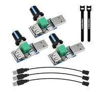 YIMATEECO Controlador de velocidad del ventilador USB, paquete de 3 unidades de control de velocidad continuo, control de volumen de aire con interruptor, cable adaptador de CPU F-an de 4 pines (3