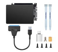 YIMATEECO M.2 NGFF a SATA 3.0 Adaptador, NGFF SSD a SATA 3.0 de 2,5 Pulgadas con Carcasa de 7 mm y Cable Convertidor, hasta 6 Gbps Compatible con 2230, 2242, 2260 y 2280 (1 Juego)