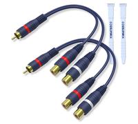 YIMATEECO RCA Audio Y Cinch 15cm Adaptador 1 Macho 2 Hembra, Cable Subwoofer Activo, Auxiliar Coche, Audio Altavoces (Y Cable, 2 Piezas, Azul)