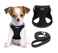 YIMEIS Juego de arnés y Correa para Mascotas, antitirones, de Malla, Suave, Chaleco, Reflectante, Ajustable, para Perros de Todos los tamaños, Cachorros y Gatos, XS, Negro