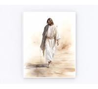Yimesoy Póster De Acuarela De Jesús Caminando Sobre El Agua, Imagen De Jesús Riéndose, Pintura En Lienzo, Arte De Pared Cristiano, Decoración Del Hogar De Cristo A28 50X70Cm Sin Marco